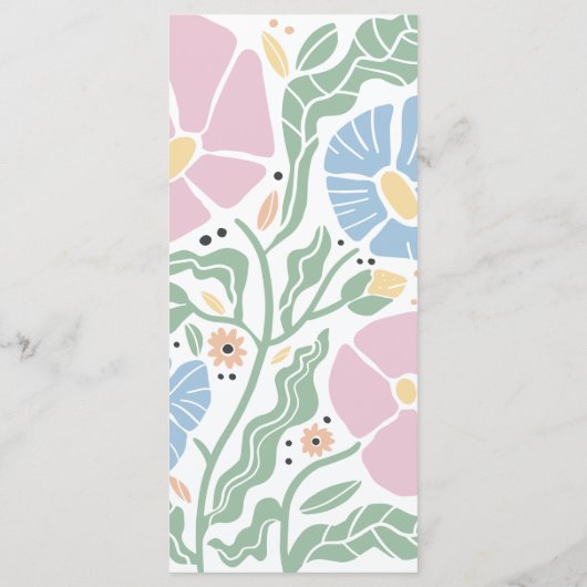 Abstracte Retro Boho Chic Kleurrijke Bloemenbruilo Menu (Achterkant)