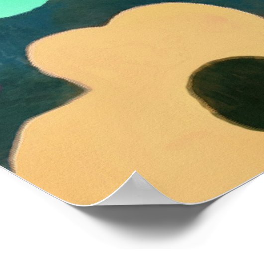 Abstracte Retro Boho Spring Flowers Viva Magenta Poster (Hoek)