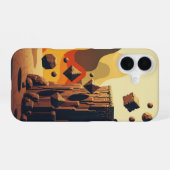 Abstracte Retro-Gaming Zwevende Kliffen iPhone 16 Hoesje (Achterkant horizontaal)