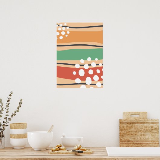 Abstracte retro golflijnkunst poster (Keuken)