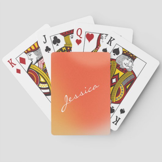 Abstracte Retro Gradiënt Oranje Gepersonaliseerde  Pokerkaarten (Achterkant)