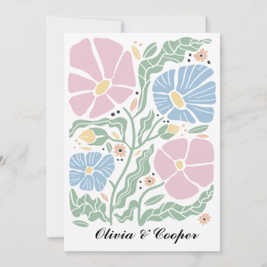 Abstracte Retro Heldere Kleurrijke Bloemen Bruilof Save The Date (Achterkant)