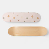 Abstracte Retro Hippie Floral Pattern Baby Roze Skateboard (Horizontaal)