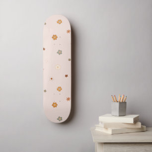 Abstracte Retro Hippie Floral Pattern Baby Roze Skateboard