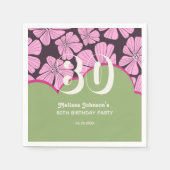 Abstracte Retro Kamille Bloemen Groene Verjaardag Servet (Voorkant)