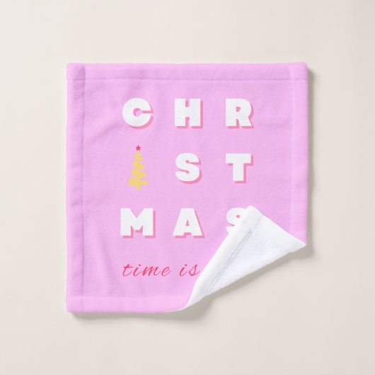 Abstracte Retro kerstroze feestdag depreppy Bad Handdoek (Wasdoekje)