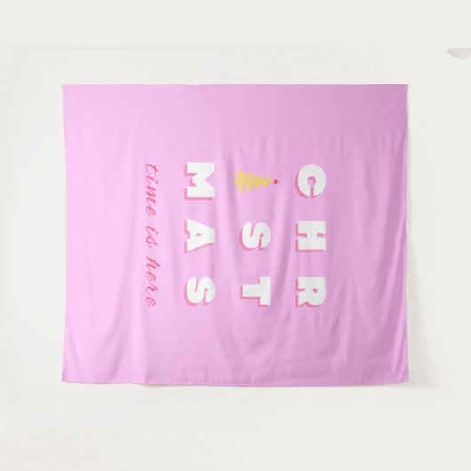 Abstracte Retro kerstroze feestdag depreppy Wandkleed (Voorkant (horizontaal))