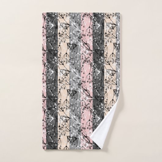 Abstracte retro kleine bloemen bloembladeren tak bad handdoek (Handdoek)