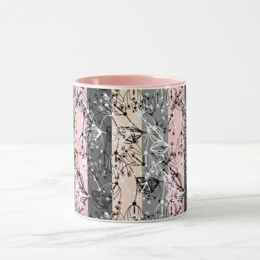 Abstracte retro kleine bloemen bloembladeren tak mok (Midden)