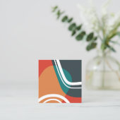 Abstracte retro kleuren artwork vierkante visitekaartje (Staand voorkant)