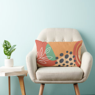 Abstracte retro lijnkunst, kleurrijk boho-ontwerp kussen