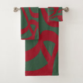 Abstracte Retro Lines Mideeuw Modern Red Green Bad Handdoek (Insitu)