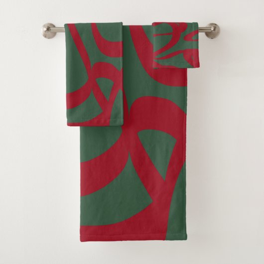 Abstracte Retro Lines Mideeuw Modern Red Green Bad Handdoek (Insitu)