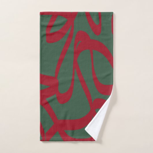 Abstracte Retro Lines Mideeuw Modern Red Green Bad Handdoek (Handdoek)