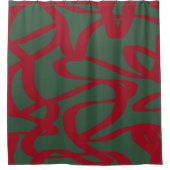 Abstracte Retro Lines Mideeuw Modern Red Green S Douchegordijn (Voorkant)