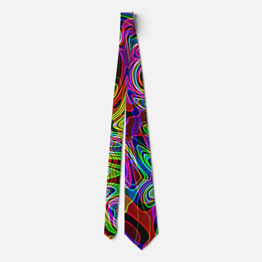 Abstracte Retro Neon Liquid Lava Art Stropdas (Achterkant)