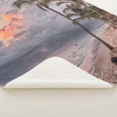 Abstracte Retro Palm Beach Sunset Sherpa Deken (3/4)