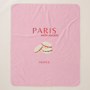 Abstracte Retro Pastel Paris Pink ans Pastel Trave Sherpa Deken