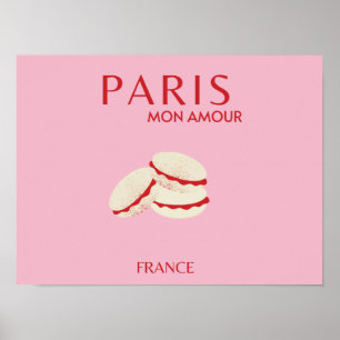 Abstracte Retro Pastel Paris Pink Pastel Travel Ar Poster