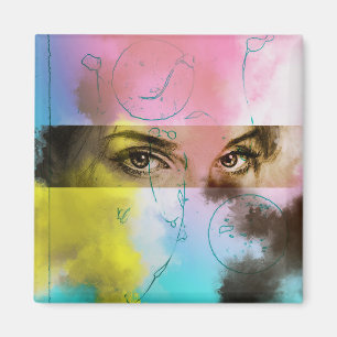 Abstracte Retro Pop Art Square Magnet Magneet