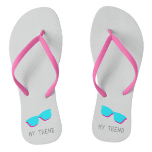 Abstracte Retro Pop Art - Turquoise & Roze bril Teenslippers