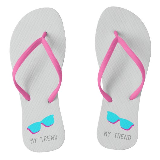 Abstracte Retro Pop Art - Turquoise & Roze bril Teenslippers (Voetbed)
