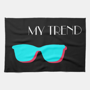 Abstracte Retro Pop Art - Turquoise & Roze bril Theedoek