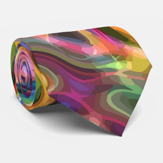 Abstracte Retro Rainbow Psychedelic Electricity Stropdas (Opgerold)