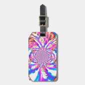 Abstracte retro roze bloemenmandala roze orchideeë bagagelabel (Voorkant verticaal)