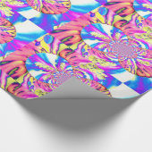 Abstracte retro roze bloemenmandala roze orchideeë cadeaupapier (Hoek)