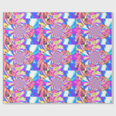 Abstracte retro roze bloemenmandala roze orchideeë cadeaupapier (Vlak)
