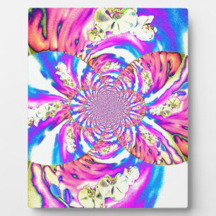 Abstracte retro roze bloemenmandala roze orchideeë fotoplaat