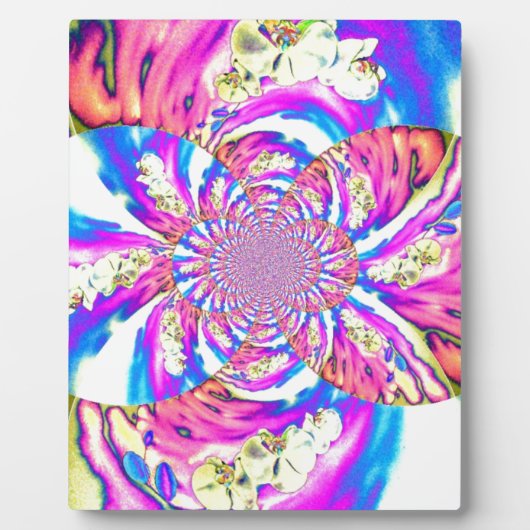Abstracte retro roze bloemenmandala roze orchideeë fotoplaat (Voorkant)