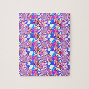 Abstracte retro roze bloemenmandala roze orchideeë legpuzzel