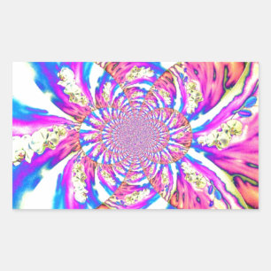 Abstracte retro roze bloemenmandala roze orchideeë rechthoekige sticker