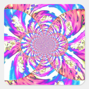 Abstracte retro roze bloemenmandala roze orchideeë vierkante sticker