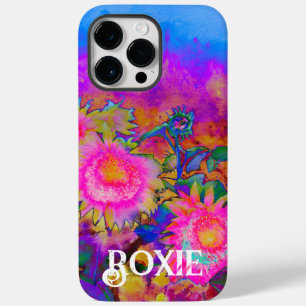 Abstracte retro roze bloemenroze zonnebloemvelden Case-Mate iPhone 14 pro max hoesje