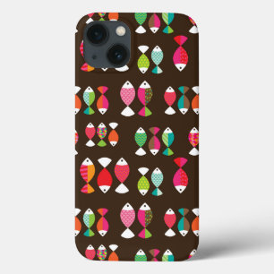 Abstracte retro vis onderwater patroon 2 iPhone 13 hoesje
