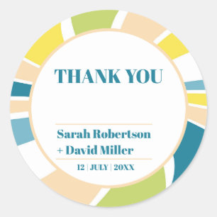 Abstracte Retro Waves Bruiloft Ronde Sticker