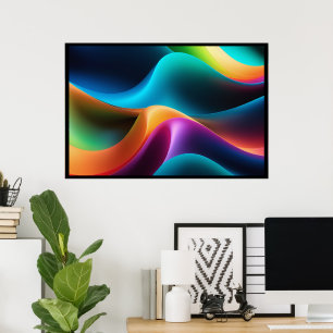 Abstracte RGB Kleuren Golven Volumetrisch Krachtig Poster