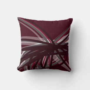 Abstracte ribbons van Burgundy Gray & White Artist Kussen