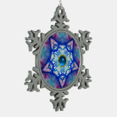 ABSTRACTE RODE BLAUWE STAR EN SAPPHIRE GEMSTONE TIN SNEEUWVLOK ORNAMENT (Links)