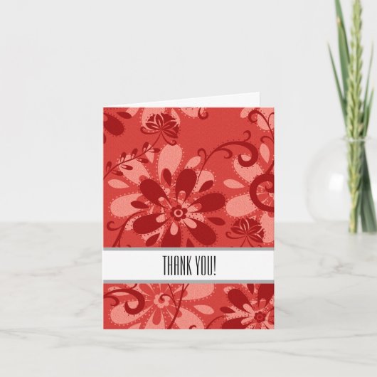 Abstracte rode bloemen dank u bedankkaart (Voorkant)
