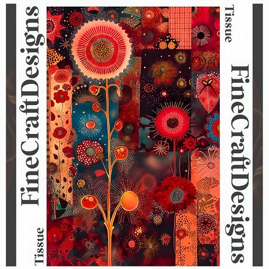 Abstracte rode bloemige quilt stijl decoupage link tissuepapier