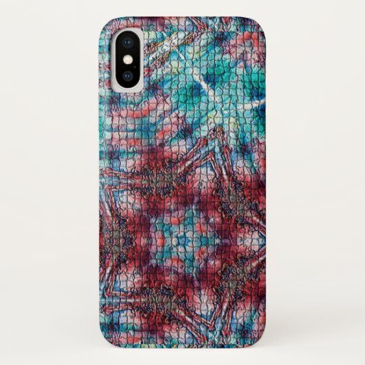 ABSTRACTE RODE BLUE MOSAIC STAR Case-Mate iPhone CASE (Achterkant)