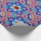ABSTRACTE RODE BLUE STARS MET RUBY GEM STONES CADEAUPAPIER (Hoek)