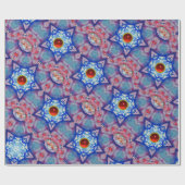 ABSTRACTE RODE BLUE STARS MET RUBY GEM STONES CADEAUPAPIER (Vlak)