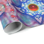 ABSTRACTE RODE BLUE STARS MET RUBY GEM STONES CADEAUPAPIER (Rol Hoek)