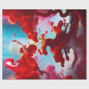 Abstracte rode bomen cadeaupapier