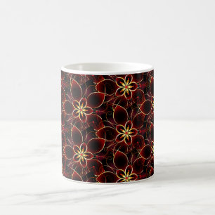 Abstracte rode en gouden bloemen koffiemok